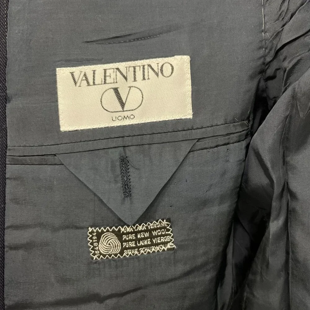 Valentino Uomo Italy Mens Size 41 R Wool Jacket‎ Sport Coat Navy Striped FLAWS!